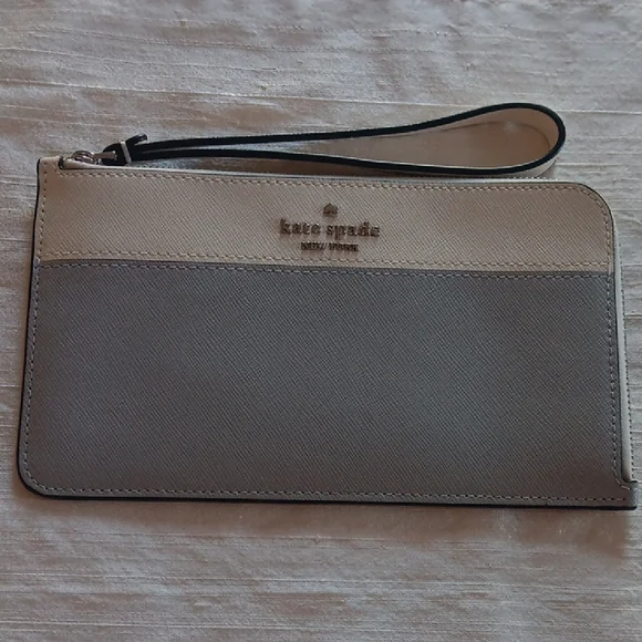 🩶Kate Spade Wristlet Wallet in Gray and Cream - Picture 8 of 8